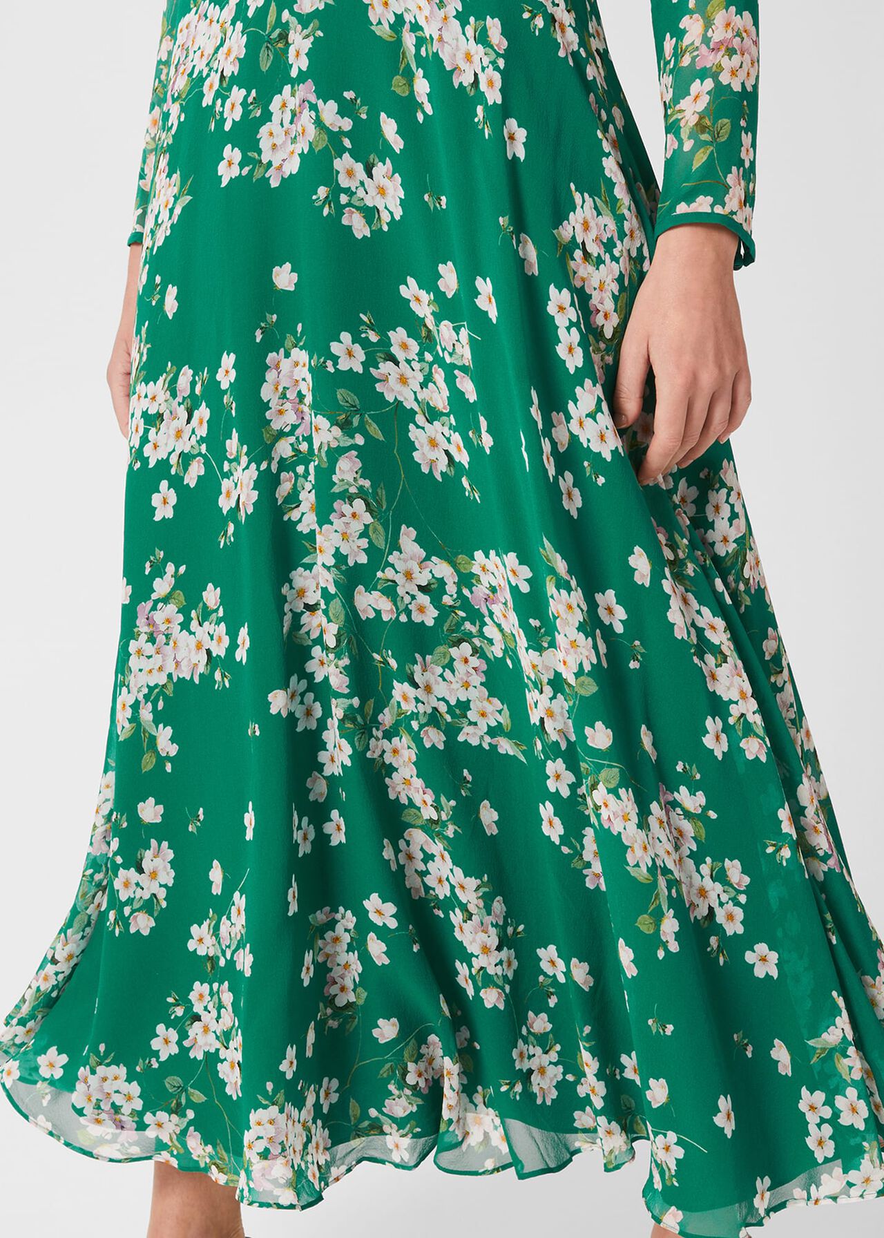 Rosabelle Silk Floral Dress, Green Multi, hi-res