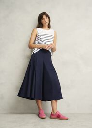 Maddy Cotton Striped Top, White Navy, hi-res