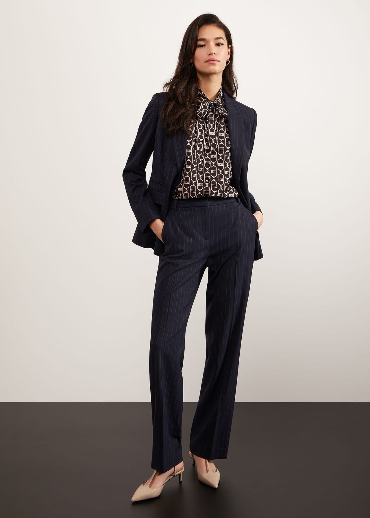 Ness Straight Trousers, Navy Ivory, hi-res