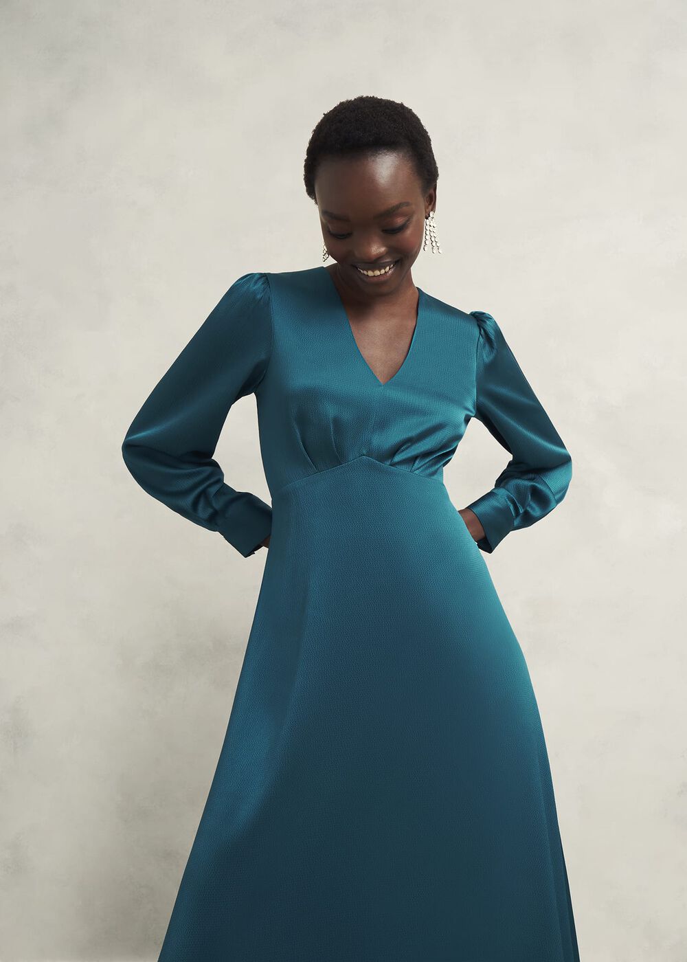Anais Satin Midi Dress, Kyanite Blue, hi-res