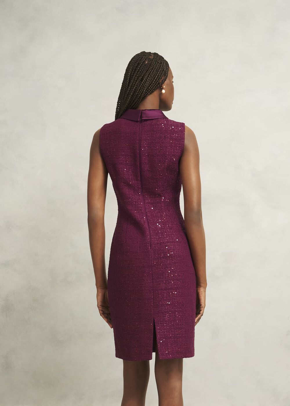Prisha Sequin Tweed Dress, Warm Plum, hi-res