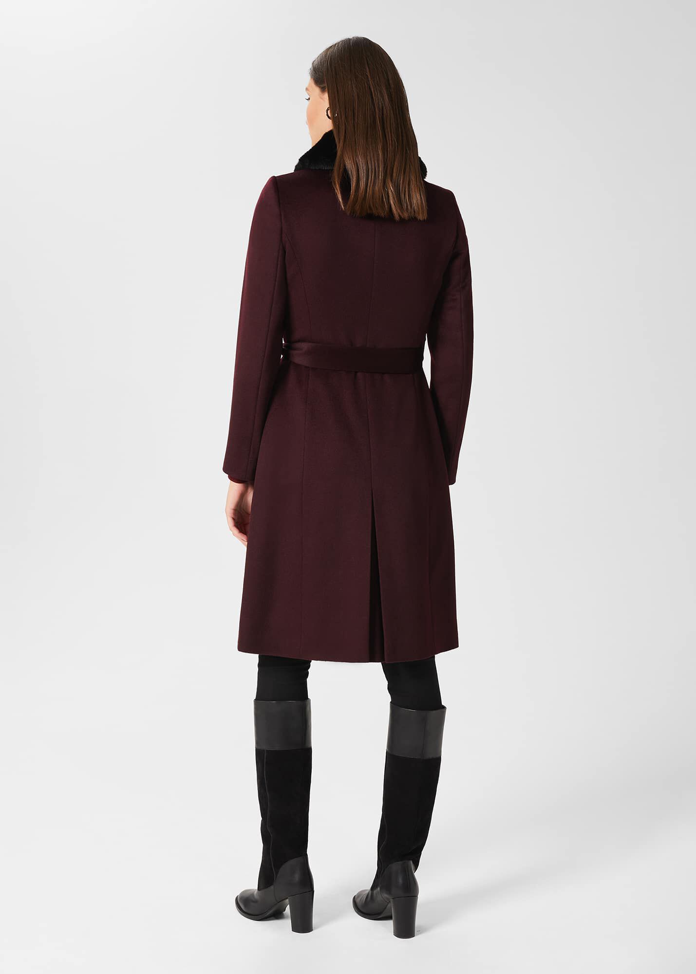Edeline Wool Coat With Faux Fur Collar