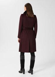 Edeline Wool Coat With Faux Fur Collar, Wine, hi-res