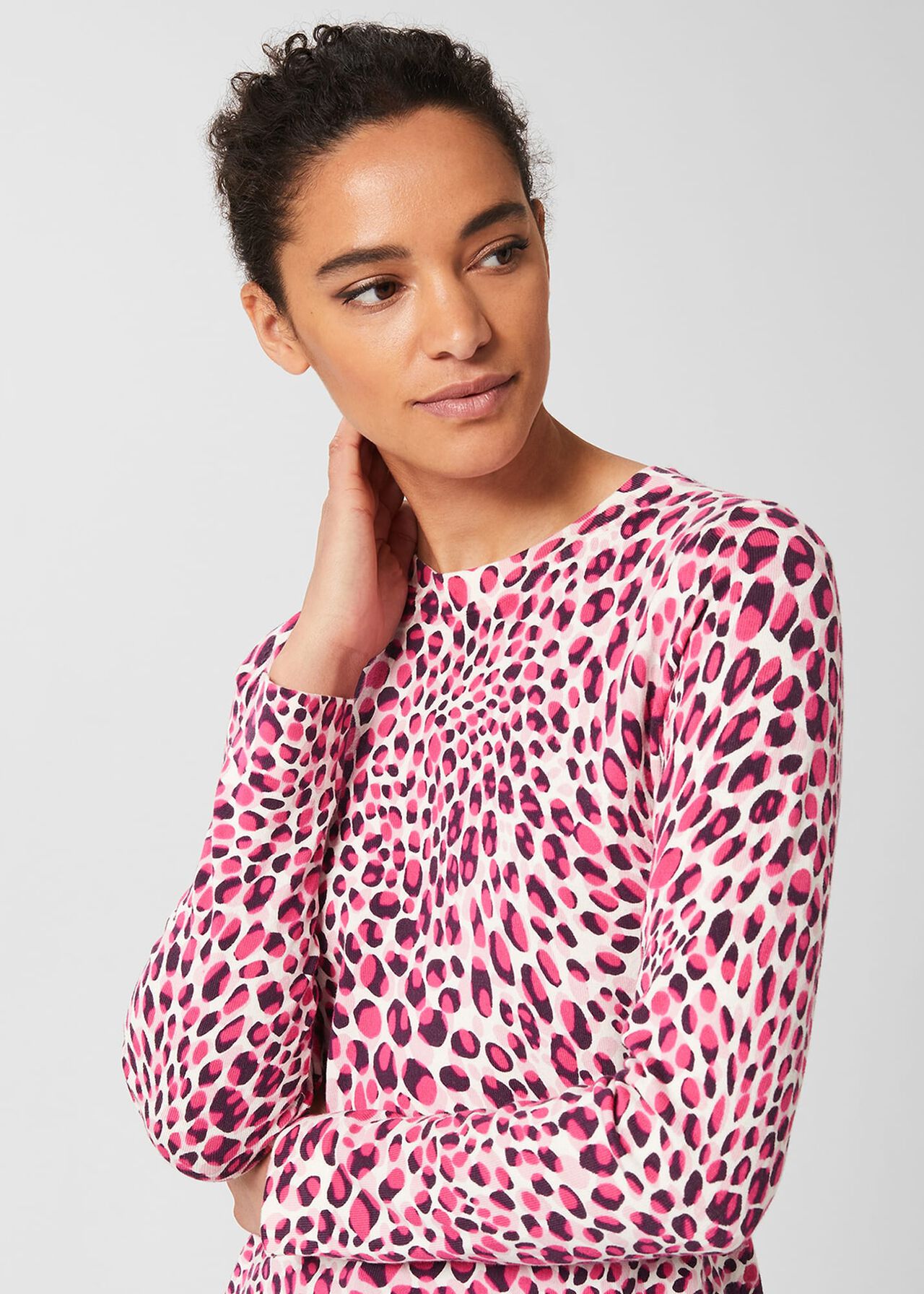 Pamela Cotton Sweater, Pink Multi, hi-res