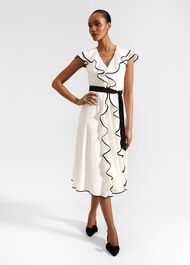 Arwen Silk Dress, Cream Black, hi-res