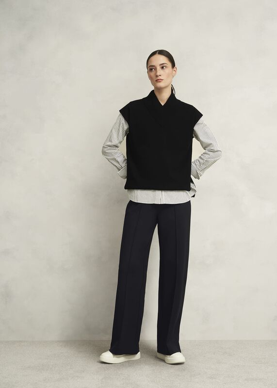 Amazing Hobbs Wide Leg Wool Trousers UK12 Black FK116 main image 1