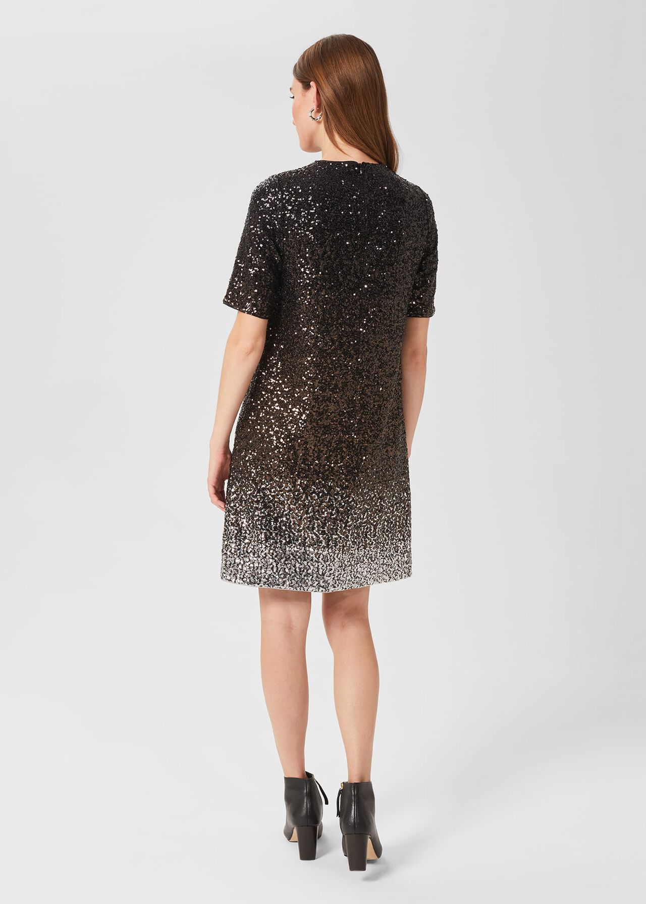 Reece Sequin A Line Dress, Black Silver, hi-res