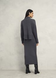 Gaskell Co-ord Wool Cotton Jumper, Dark Grey Marl, hi-res