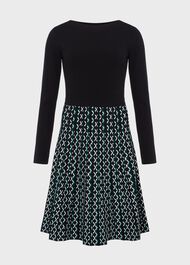 Elena Knitted Dress, Black Green, hi-res