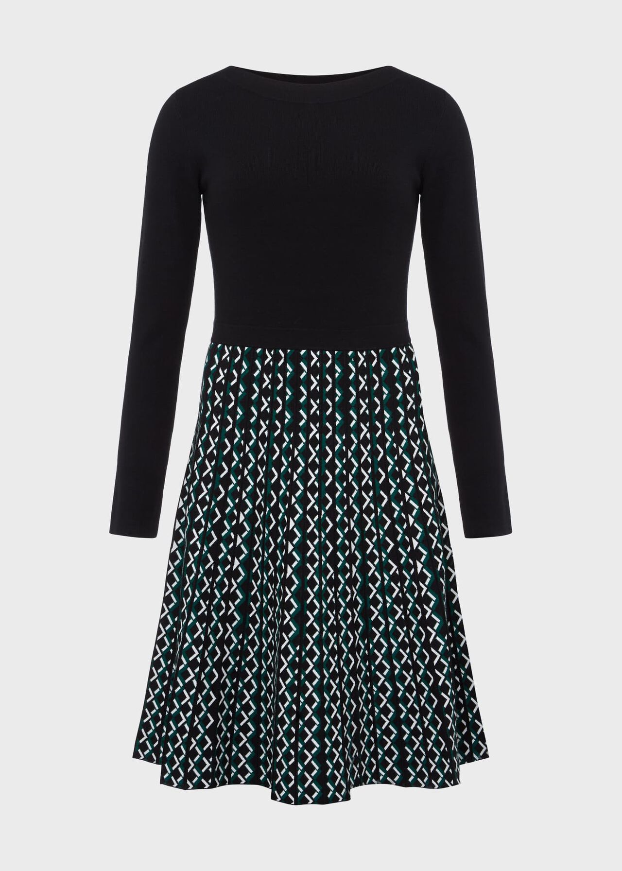 Elena Knitted Dress, Black Green, hi-res