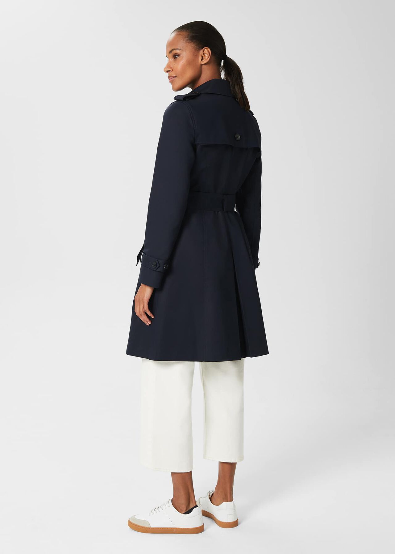 Saskia Shower Resistant Trench Coat, Navy, hi-res