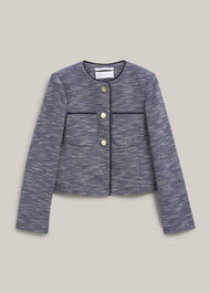 Aleena Tweed Blazer , Navy White, hi-res