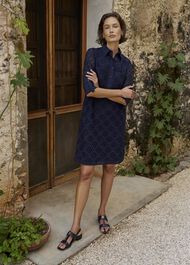 Marcia Broderie Dress, True Navy, hi-res