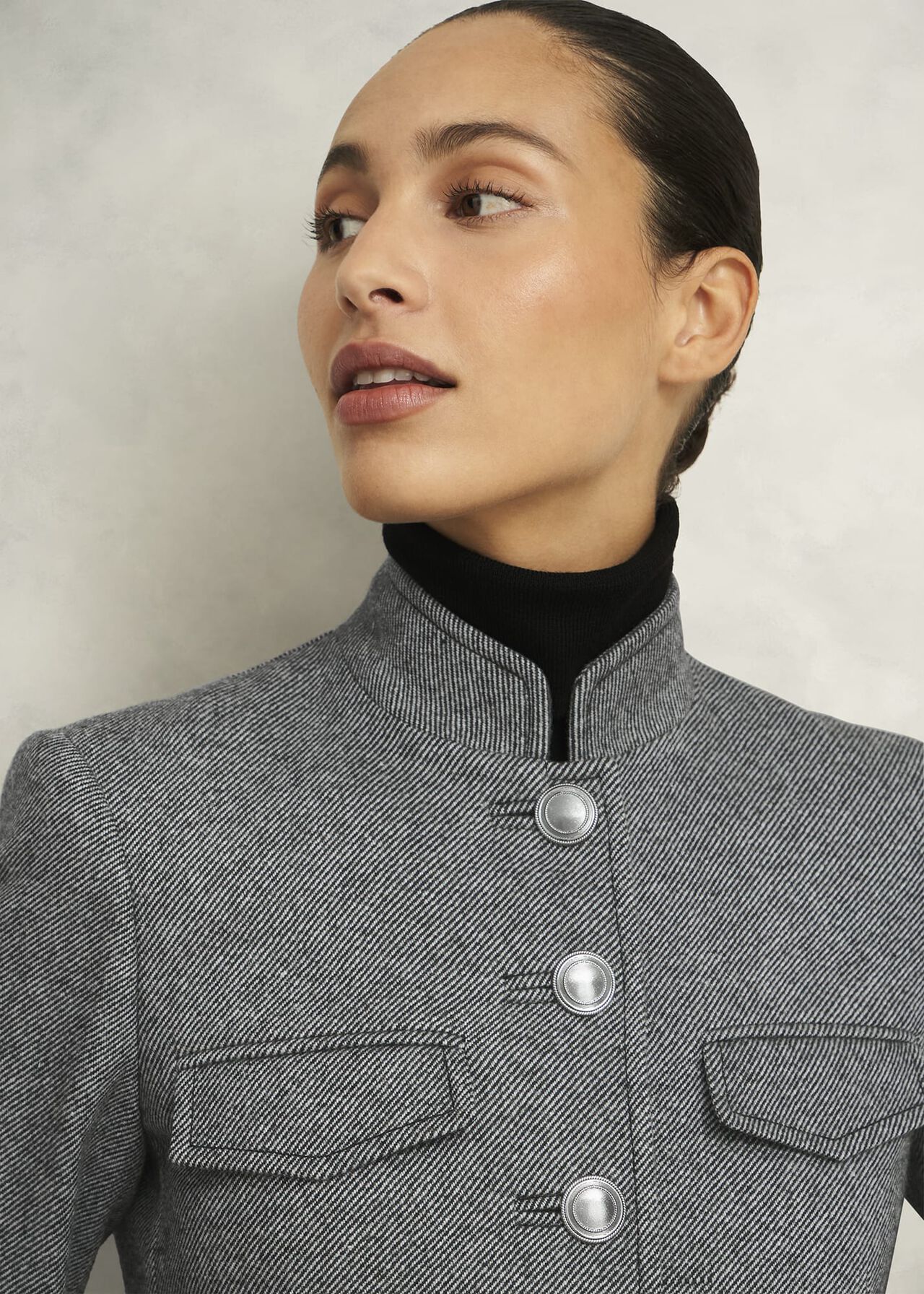 Hetty Wool Blend Coat, Black White, hi-res