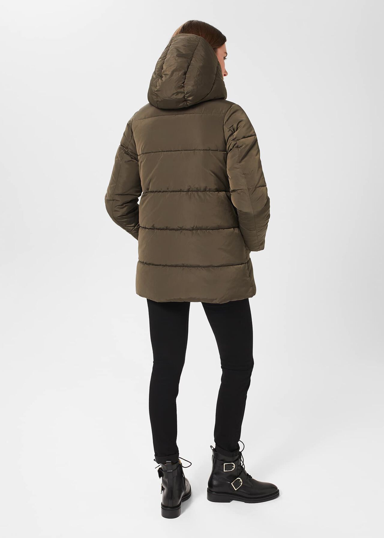 Darla Short Puffer Jacket , Dark Olive, hi-res