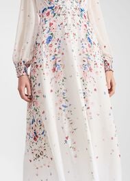 Petite Asher Silk Dress, Ivory Multi, hi-res