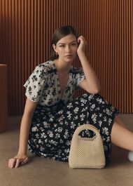 Arlington Tea Dress, Black Blue, hi-res