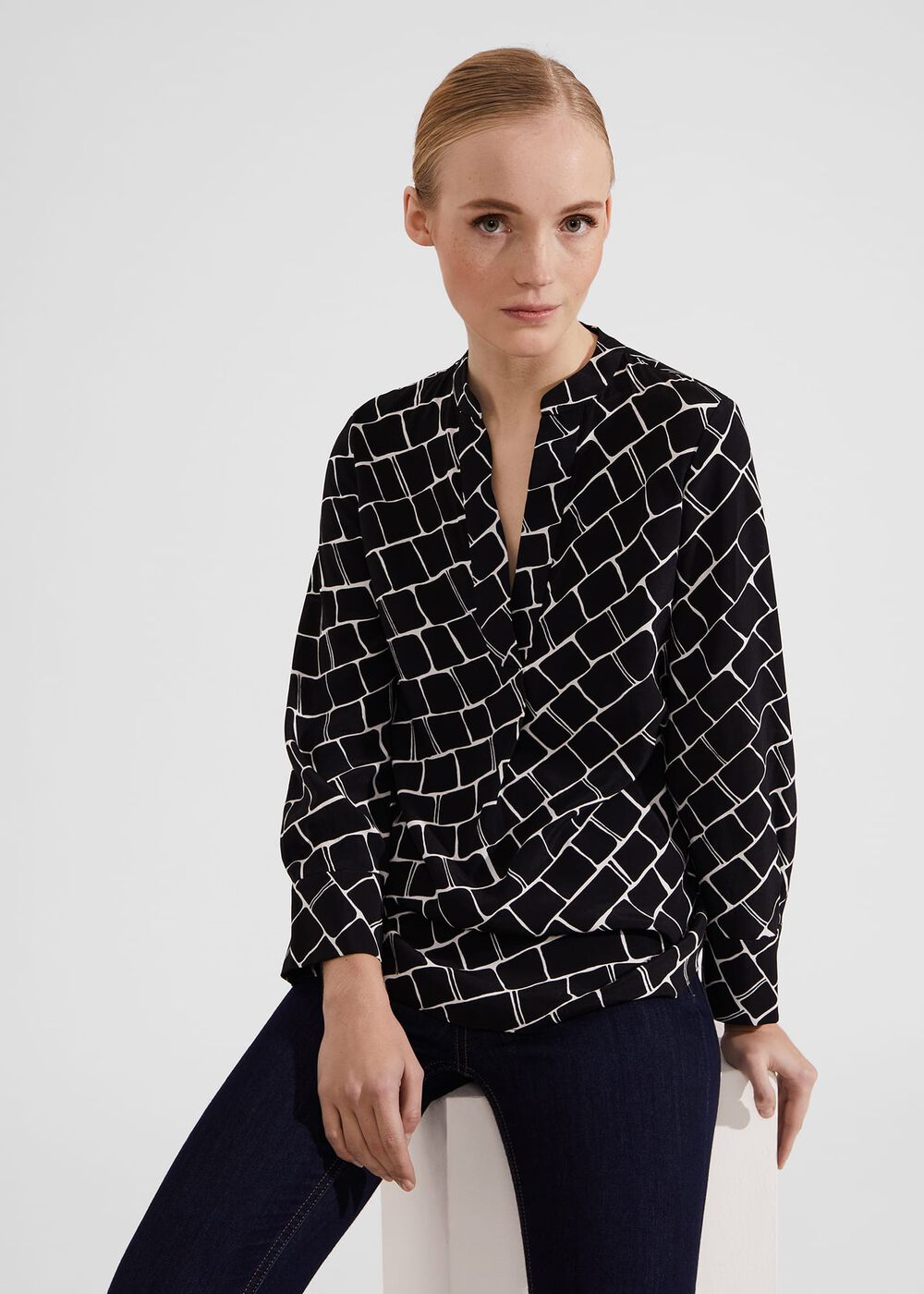 Maeva Blouse, Navy Ivory, hi-res