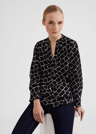 Maeva Blouse, Navy Ivory, hi-res