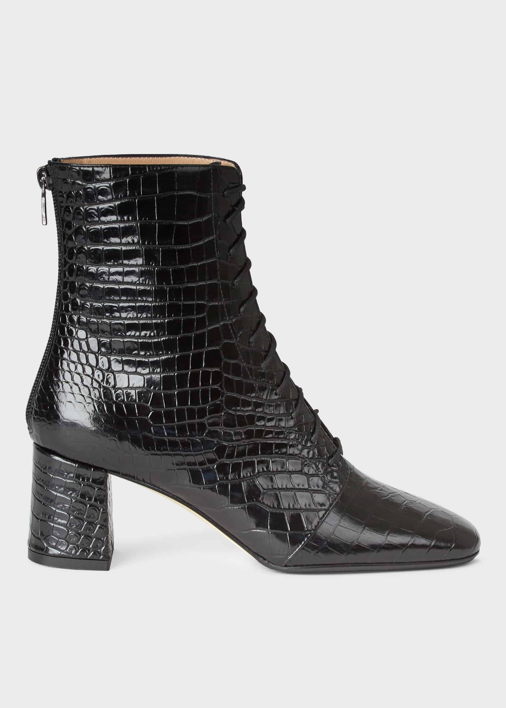 crocodile lace up boots