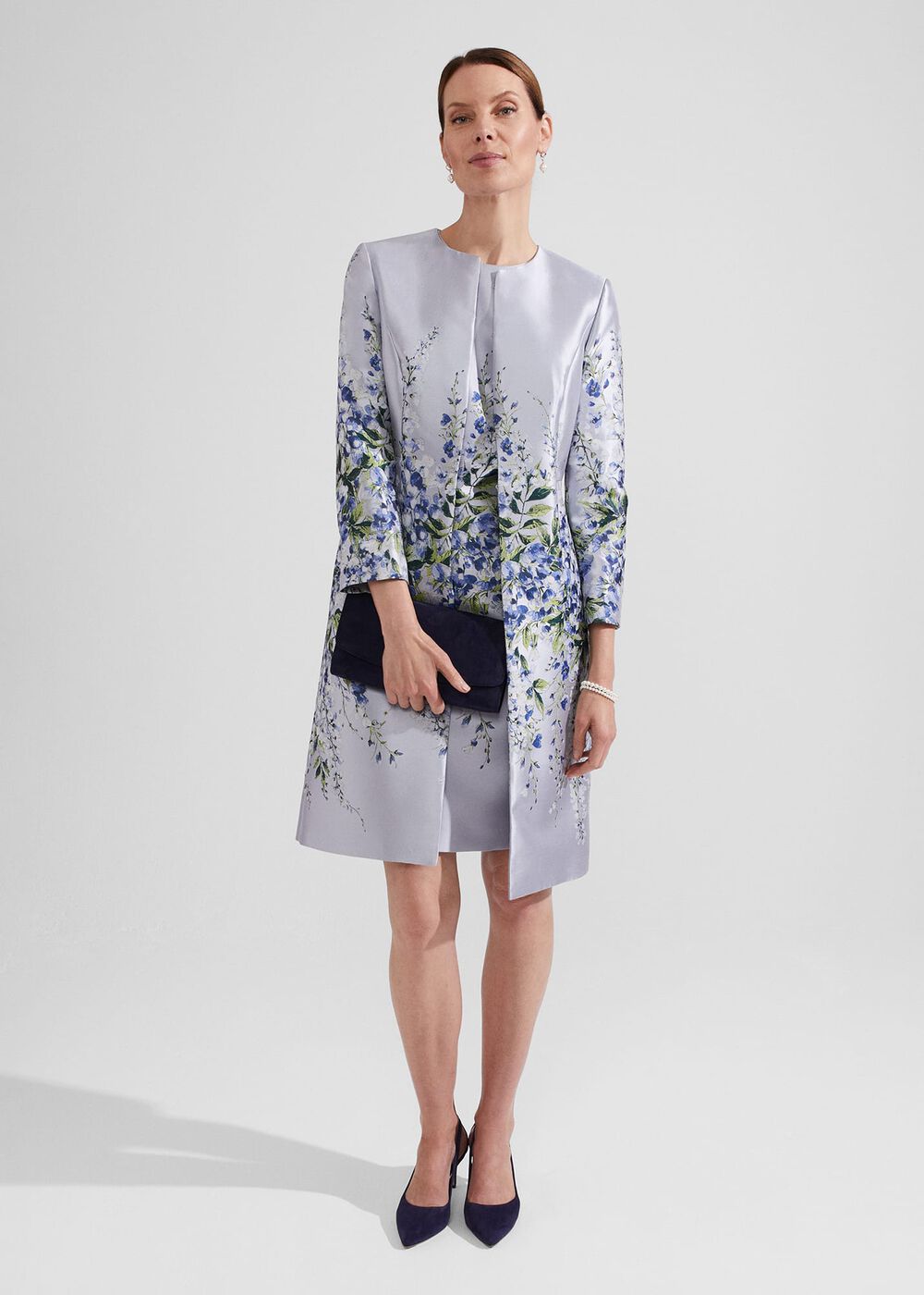 Sofia Jacquard Coat , Pale Blue Multi, hi-res
