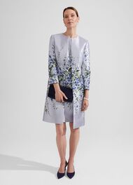 Sofia Jacquard Coat , Pale Blue Multi, hi-res