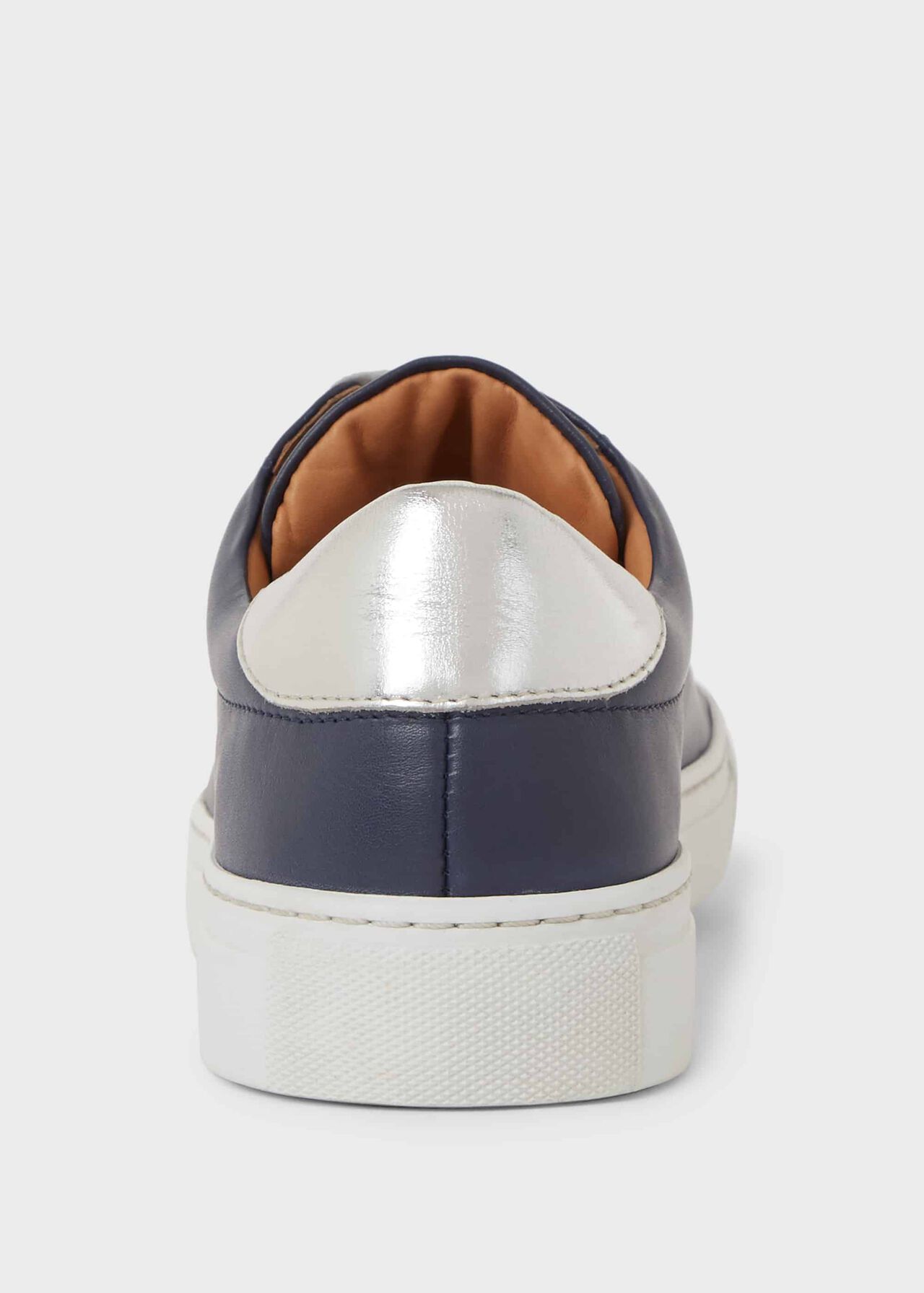Hollie Leather Trainers, Navy, hi-res