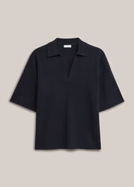 Lenora Relaxed Fit Polo Jumper, Hobbs Navy, hi-res