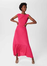 Rhianna Silk Dress, Bright Pink, hi-res