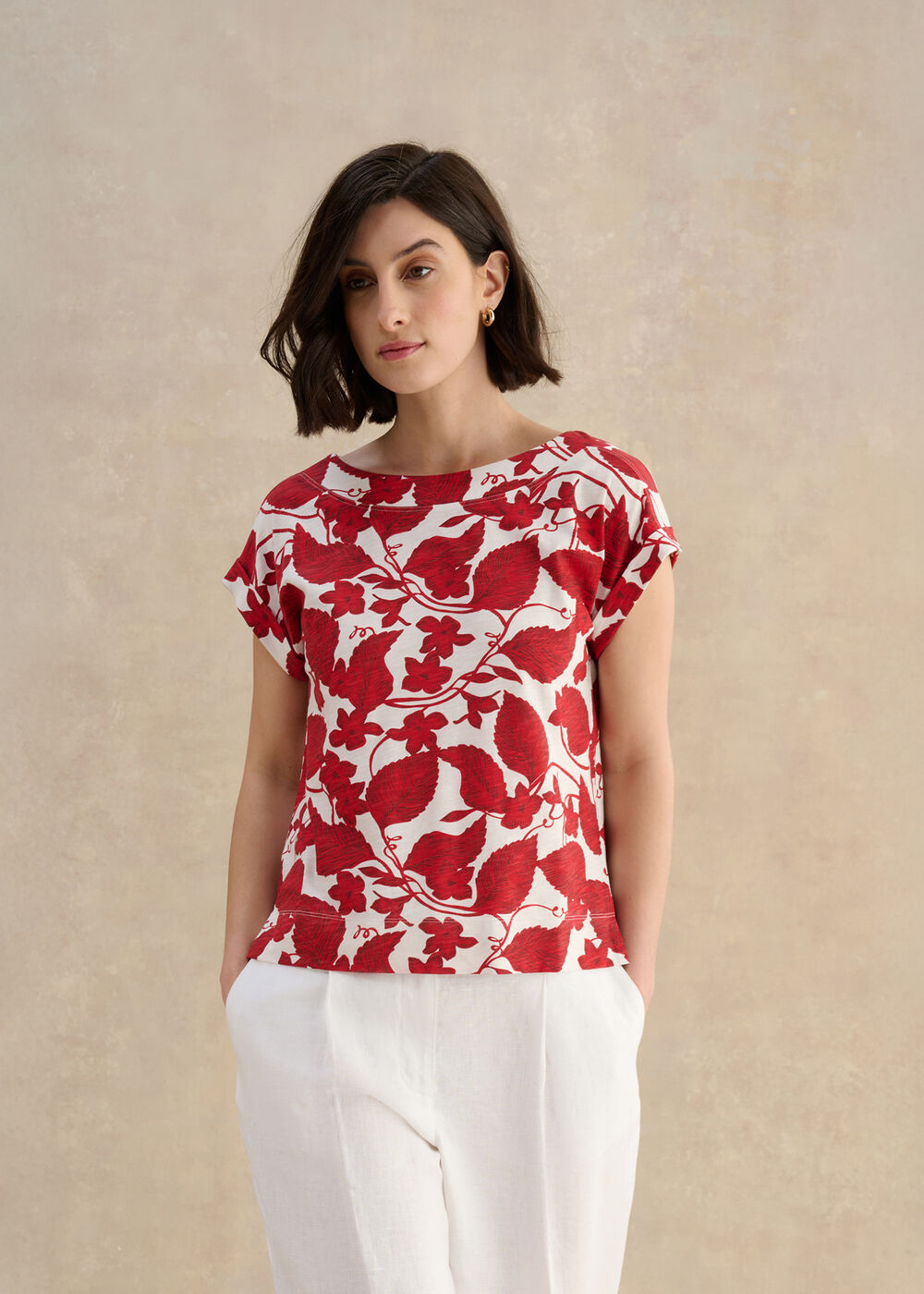 Alycia Printed Cotton Slub T-Shirt
