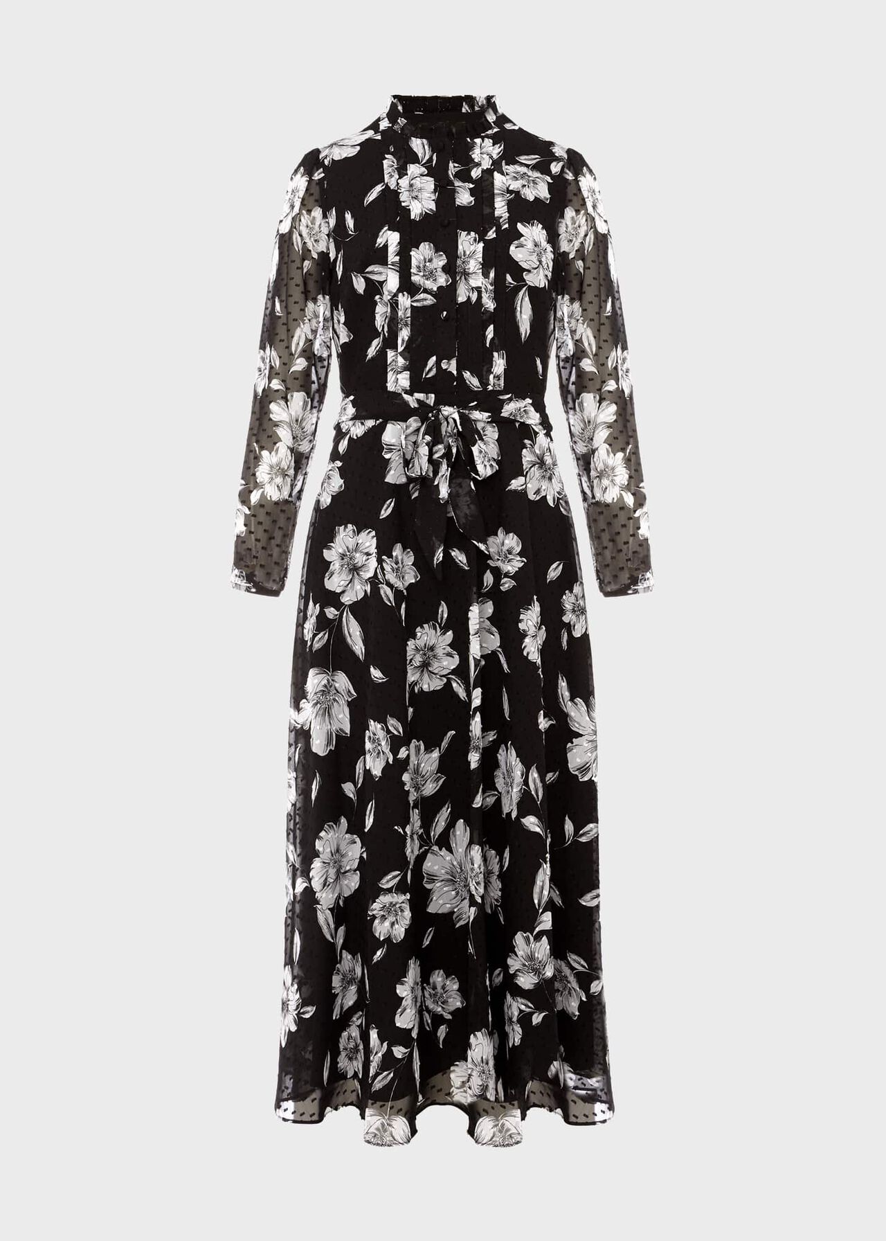 Orla Floral Jacquard Midi Dress, Black Ivory, hi-res