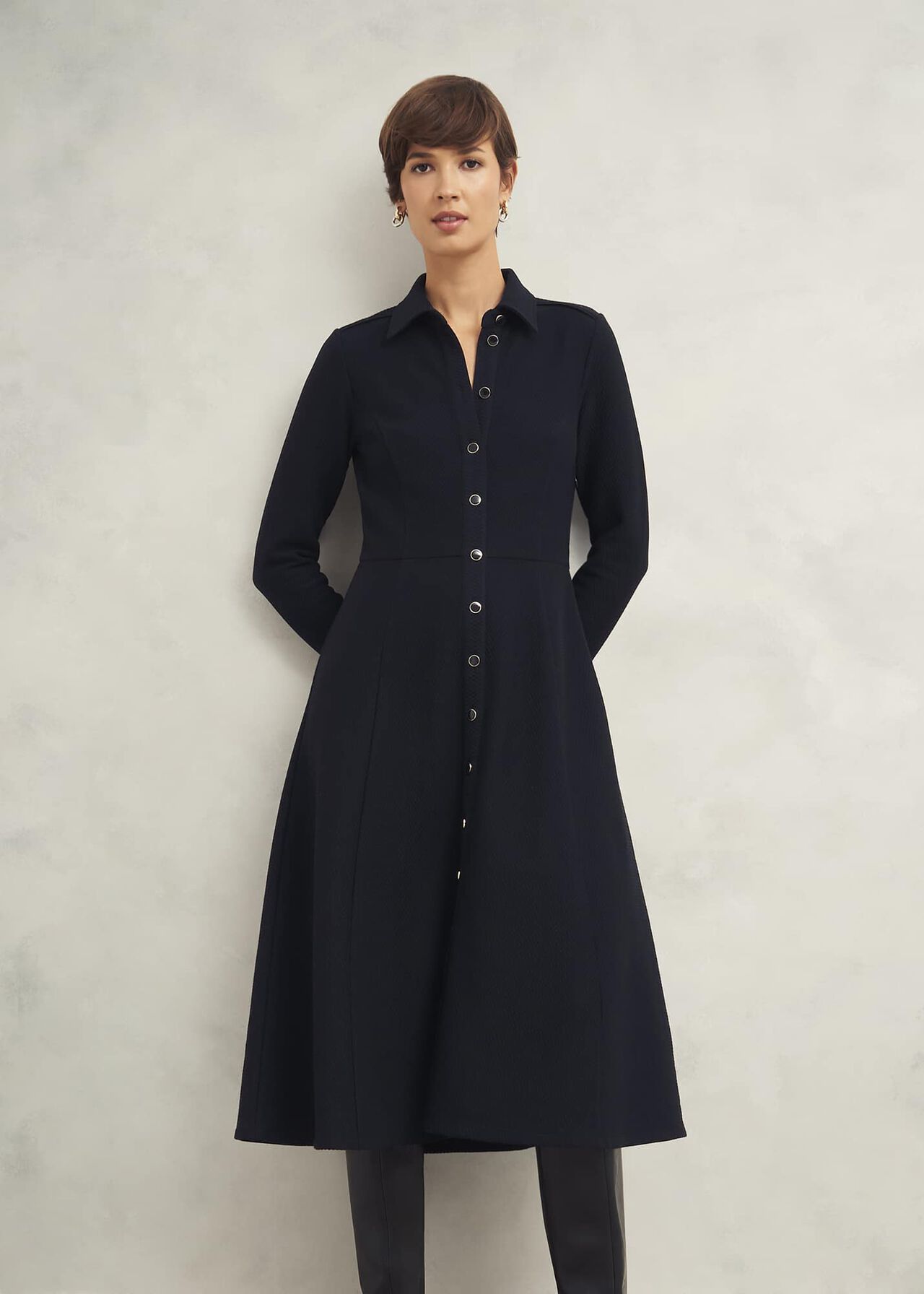 Angie Ponte Dress, Navy, hi-res