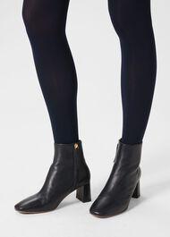 Imogen Leather Ankle Boot, Navy, hi-res