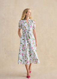 Petite Clarissa Linen Blend Floral Dress, Pale Blue Multi, hi-res