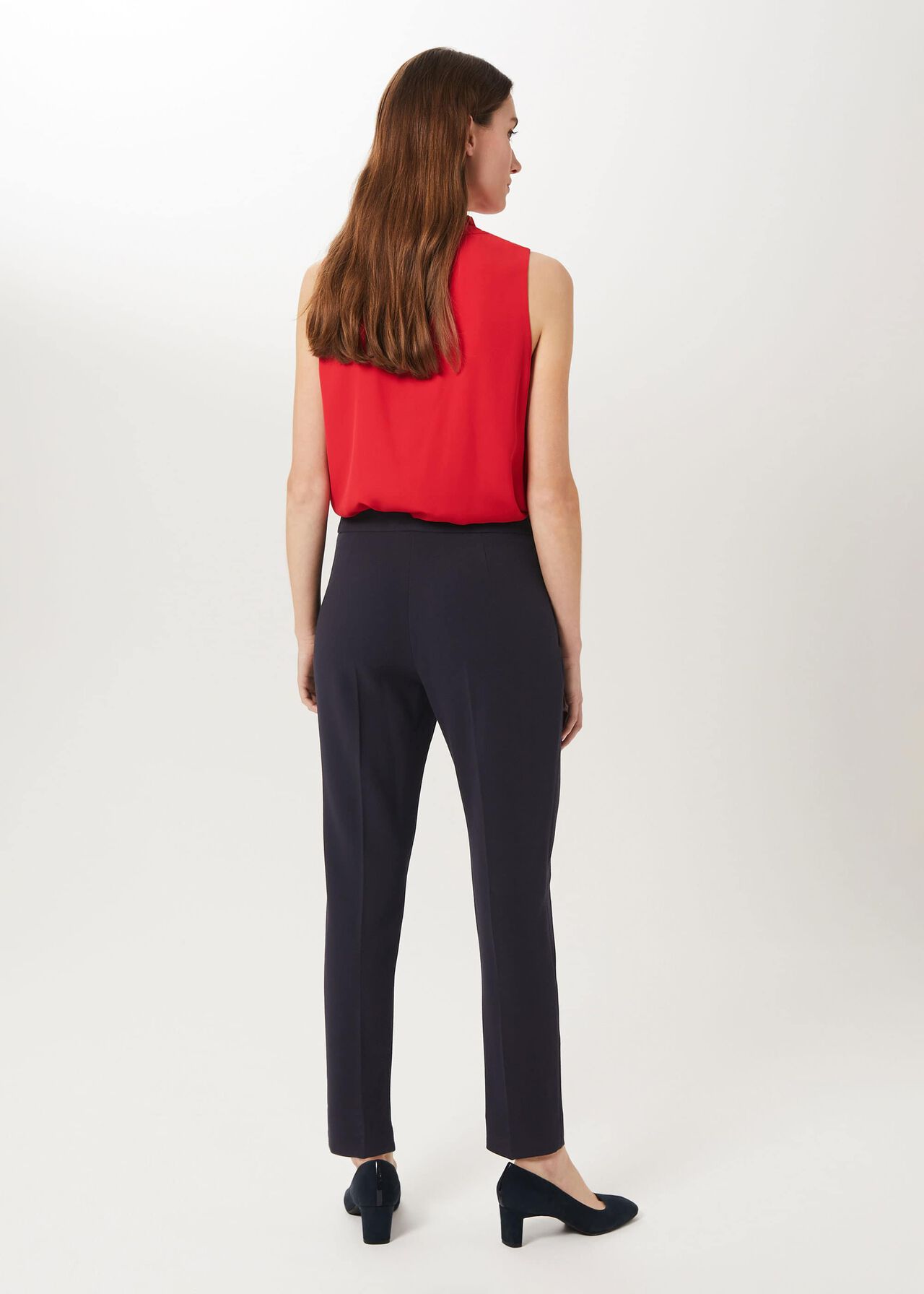 Leila Slim Pants With Stretch, Navy, hi-res