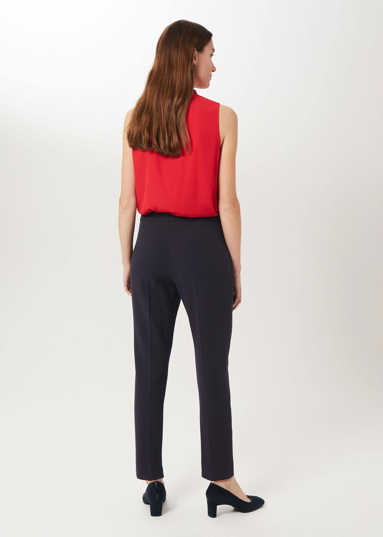 Leila Slim Trousers With Stretch, Navy, hi-res