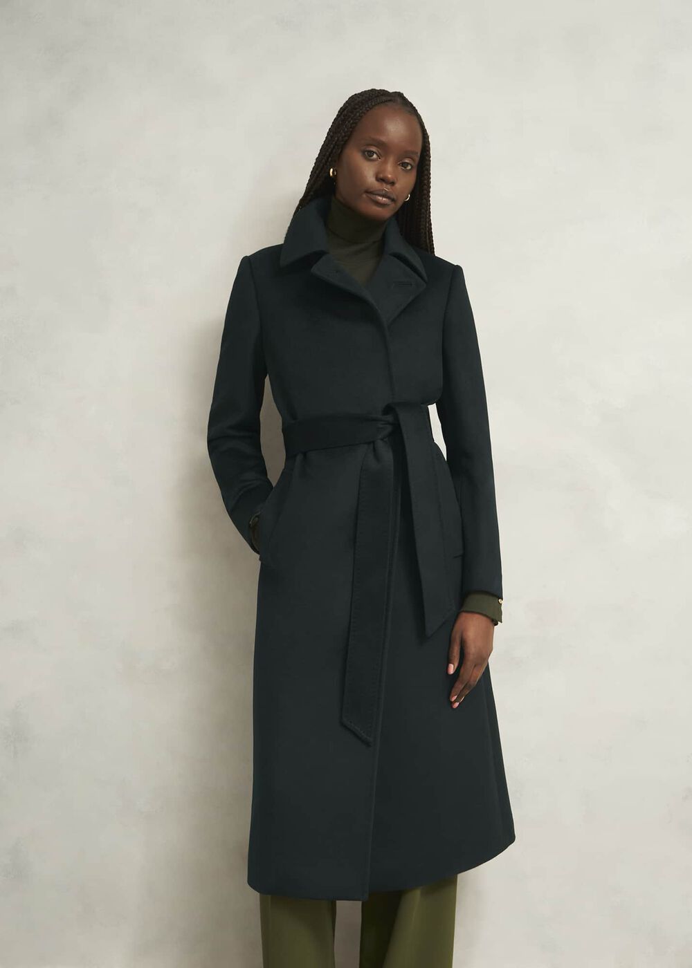 Livia Wool Coat, Dark Green, hi-res