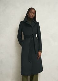 Livia Wool Coat, Dark Green, hi-res
