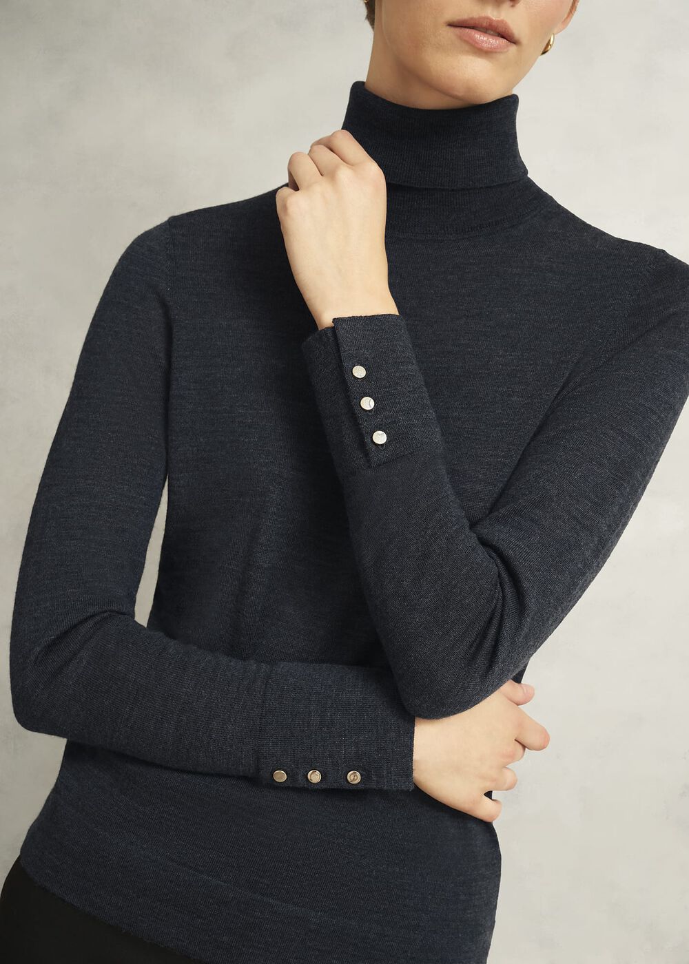 Lara Merino Rollneck Sweater, Charcoal Grey, hi-res