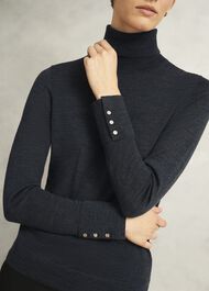 Lara Merino Rollneck Sweater, Charcoal Grey, hi-res