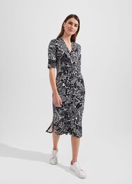 Hatty Jersey Dress, Navy Ivory, hi-res