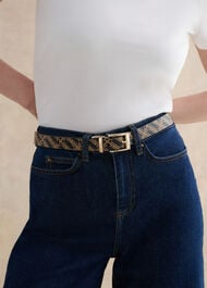Pauline Leather Reversible Belt, Black Camel, hi-res