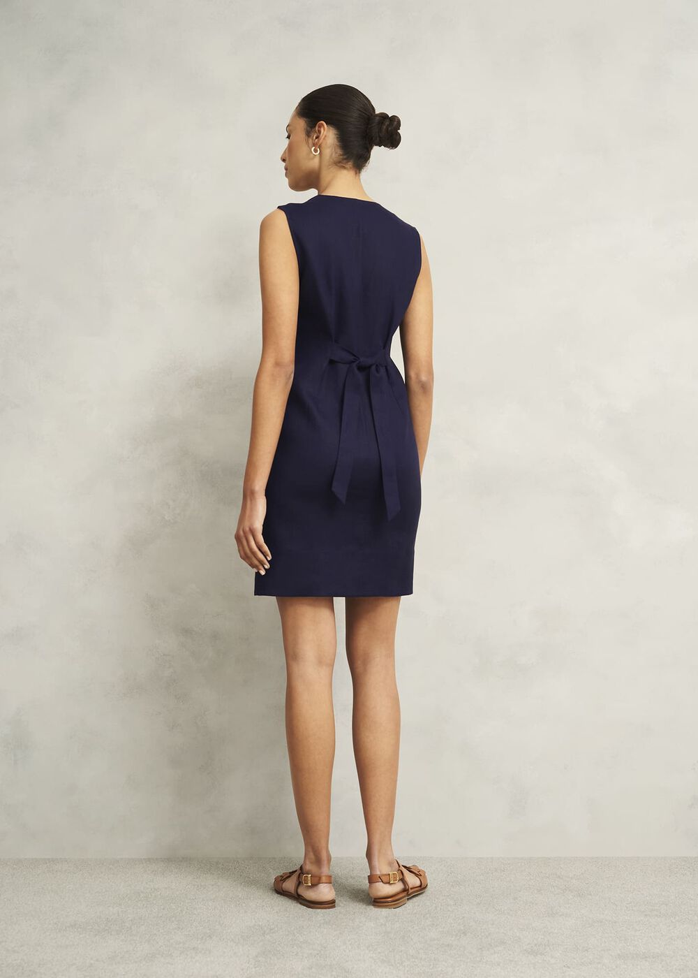 Zelia Linen Dress, True Navy, hi-res