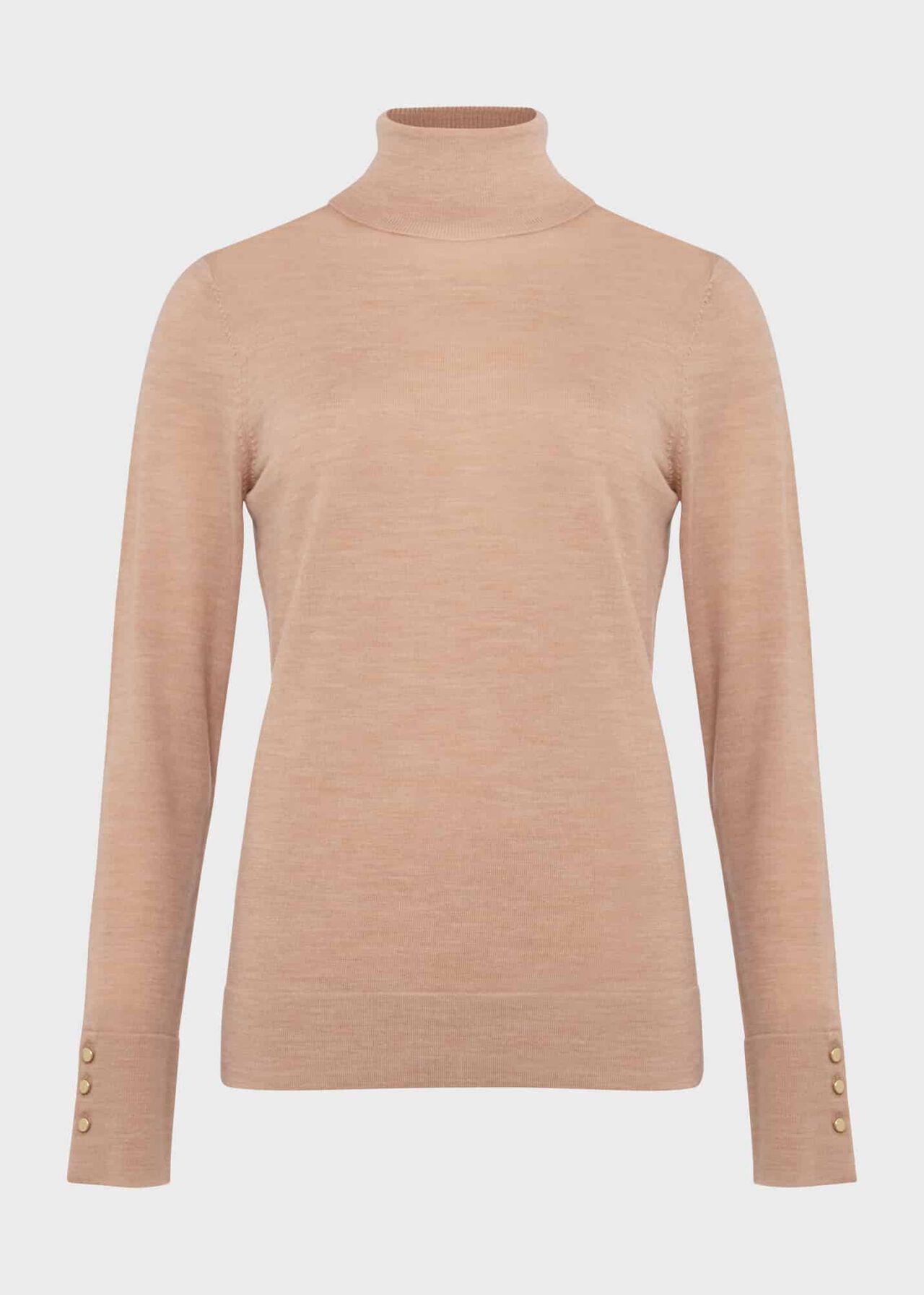 Lara Merino Wool Roll Neck Sweater, Camel, hi-res