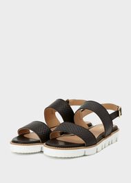 Katie Leather Sandals, Black, hi-res