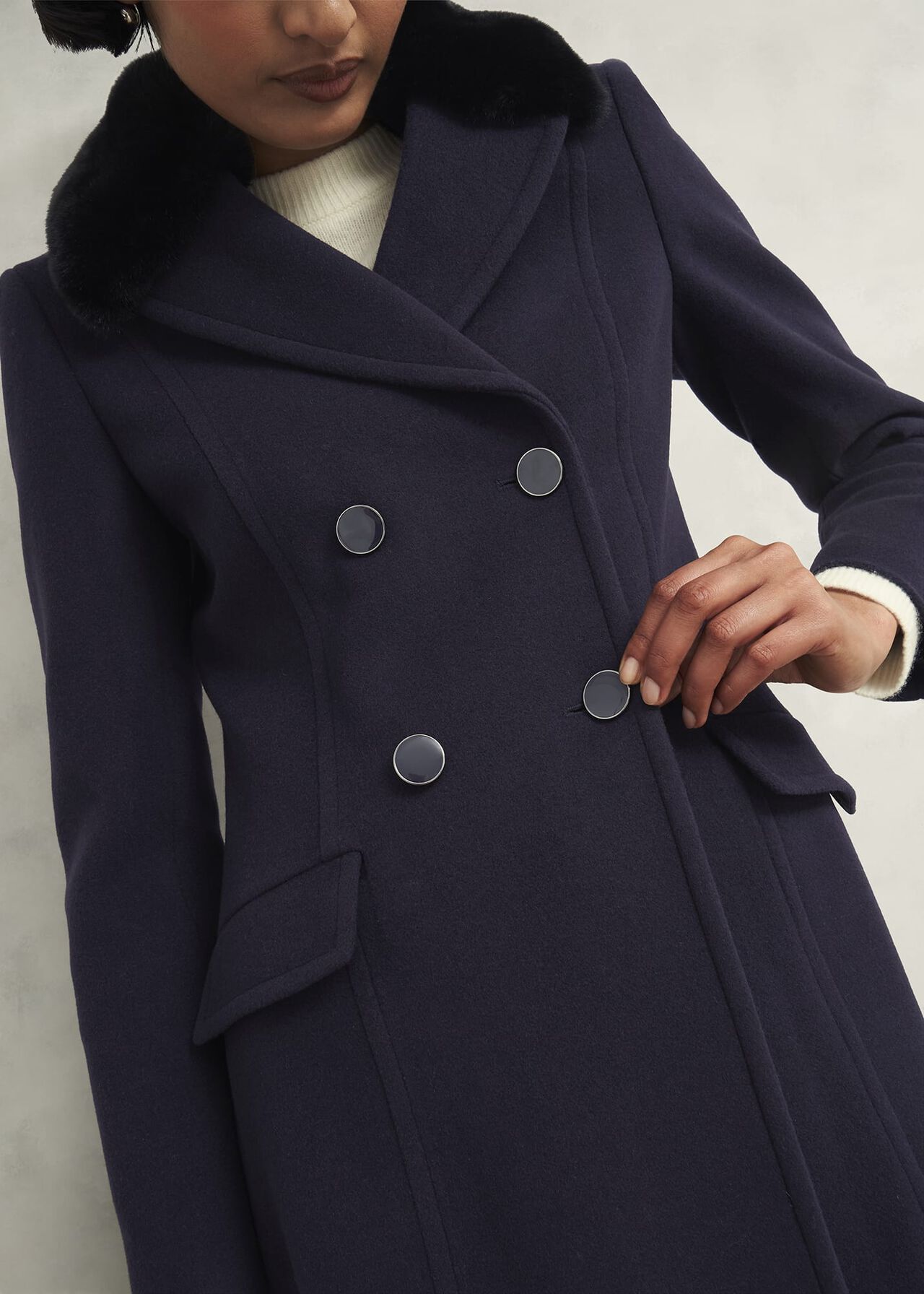 Marlene Wool Blend Coat, Navy, hi-res