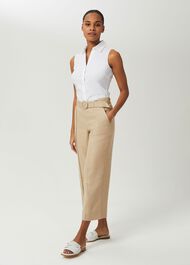 Sleeveless Vic Shirt, White, hi-res