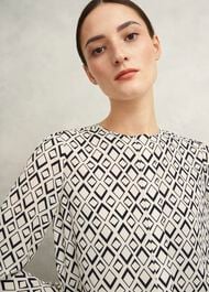 Ava Blouse, Cream Navy, hi-res