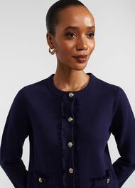 Sairey Cotton Wool Knitted Jacket, Midnight Navy, hi-res