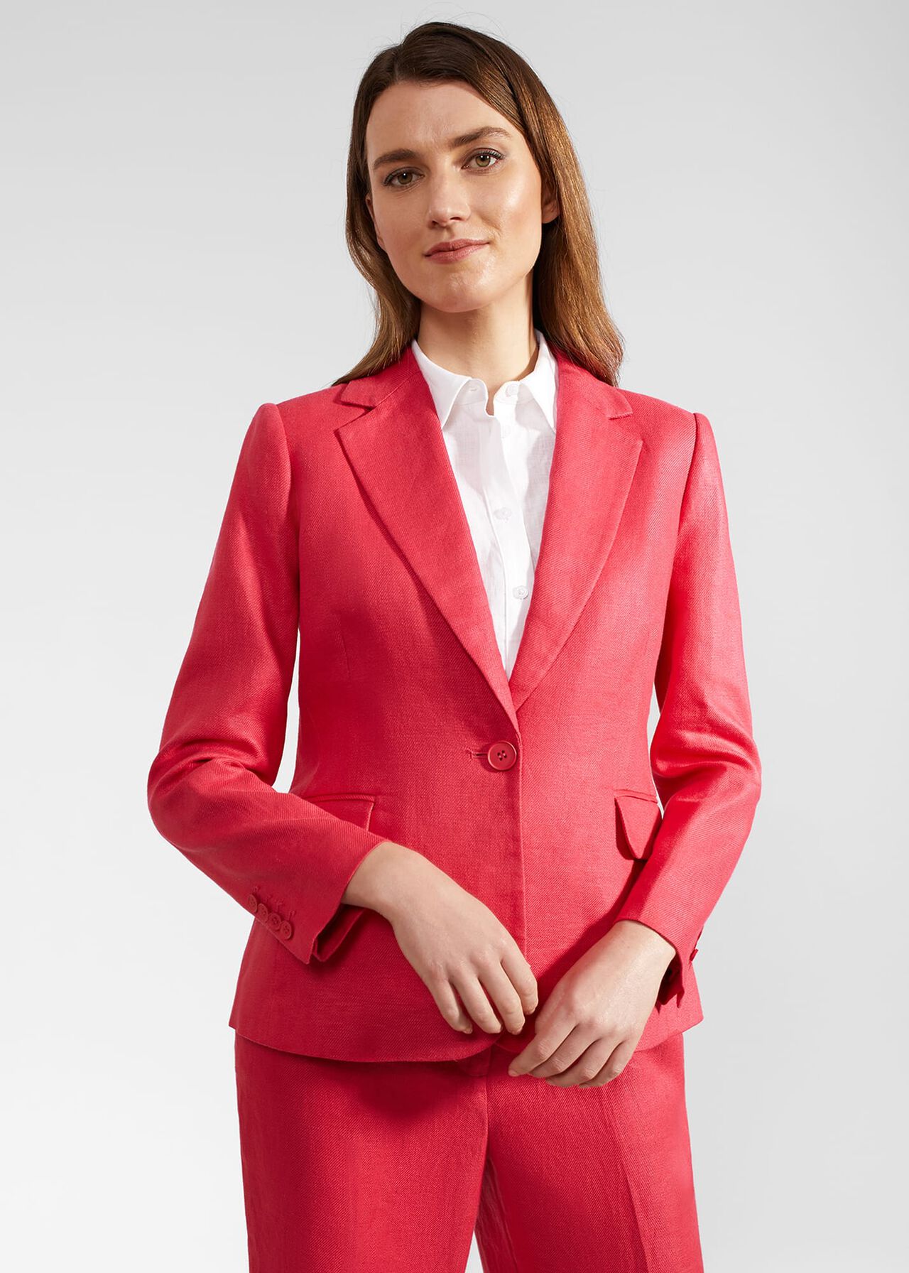 Mirabel Linen Jacket, Raspberry Pink, hi-res